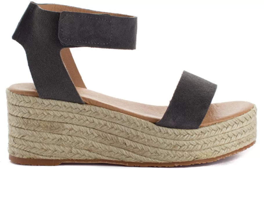 Abarca Shoes Mallorca Leather Wedge Espadrilles Gray-Women Espadrilles With Wedges