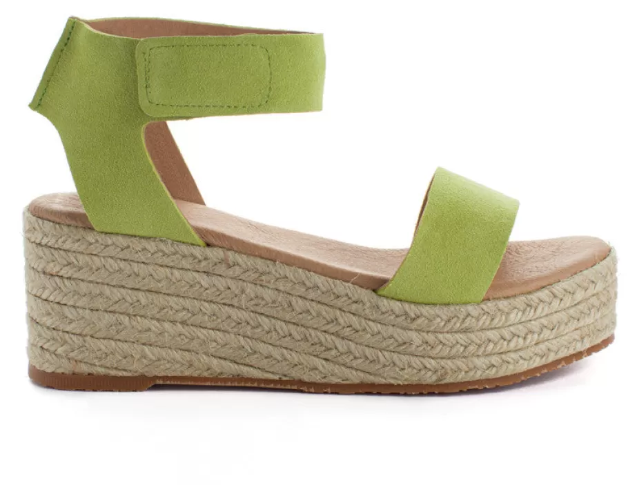 Abarca Shoes Mallorca Leather Wedge Espadrilles Pistachio-Women Espadrilles With Wedges