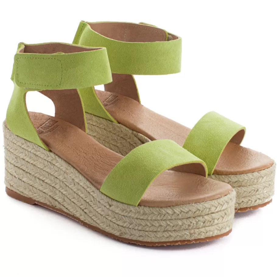 Abarca Shoes Mallorca Leather Wedge Espadrilles Pistachio-Women Espadrilles With Wedges