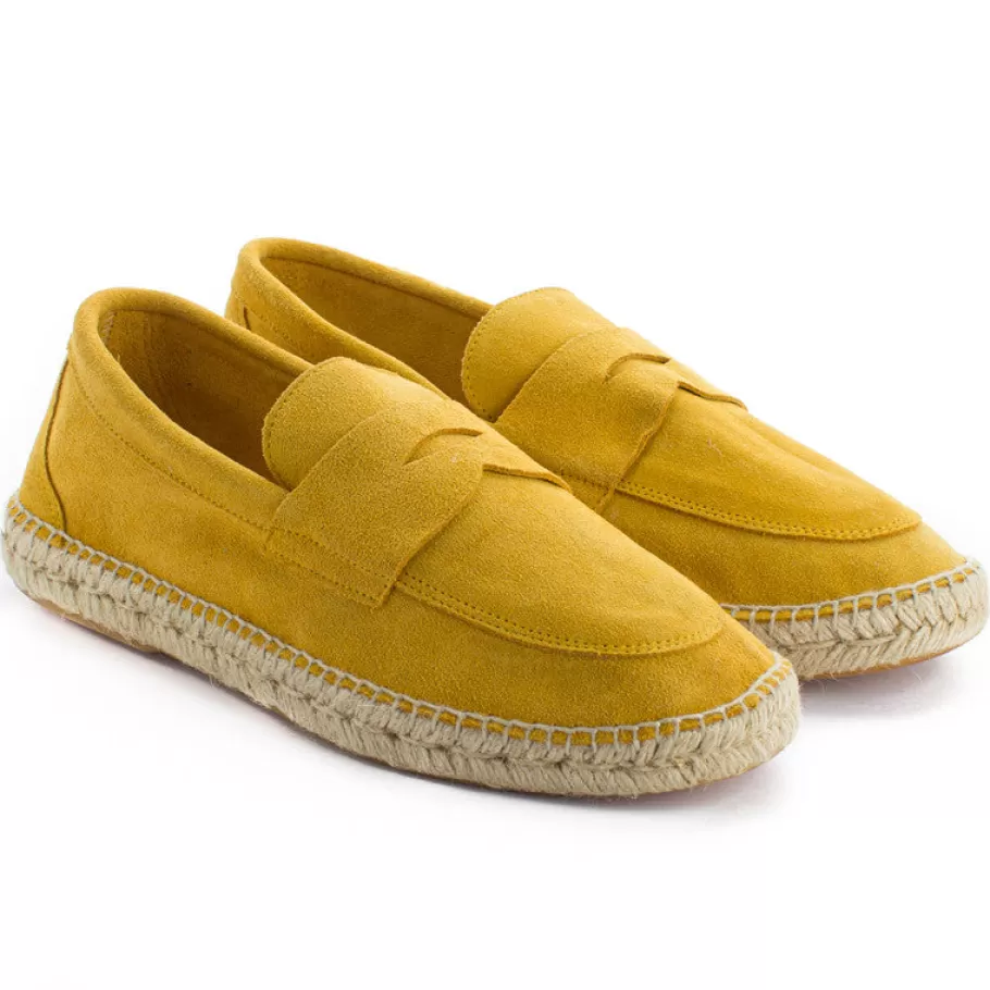 Abarca Shoes Men's Lemon Leather Loafer-Men Moccasin Espadrille