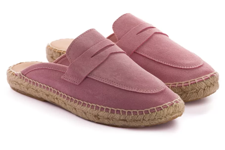 Abarca Shoes Mocasin Abierto Piel Pink-Women Moccasin Espadrille