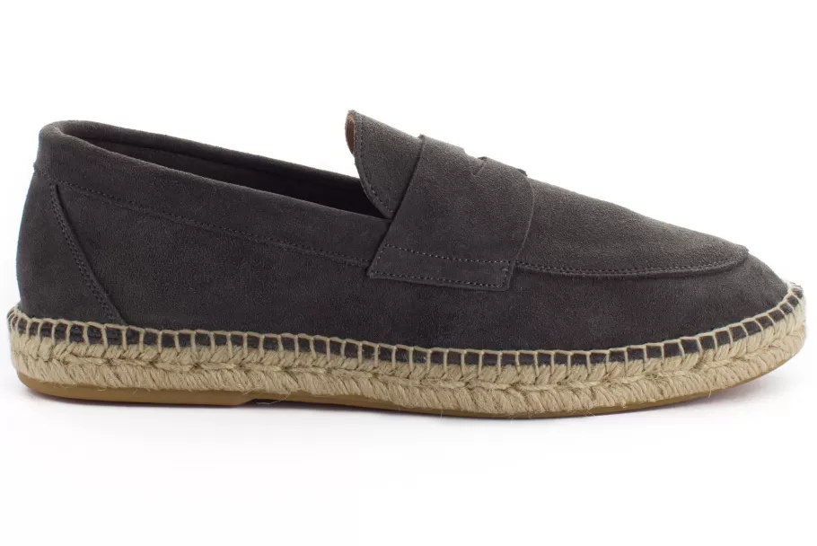 Abarca Shoes Mocasin Piel Gris-Men Moccasin Espadrille