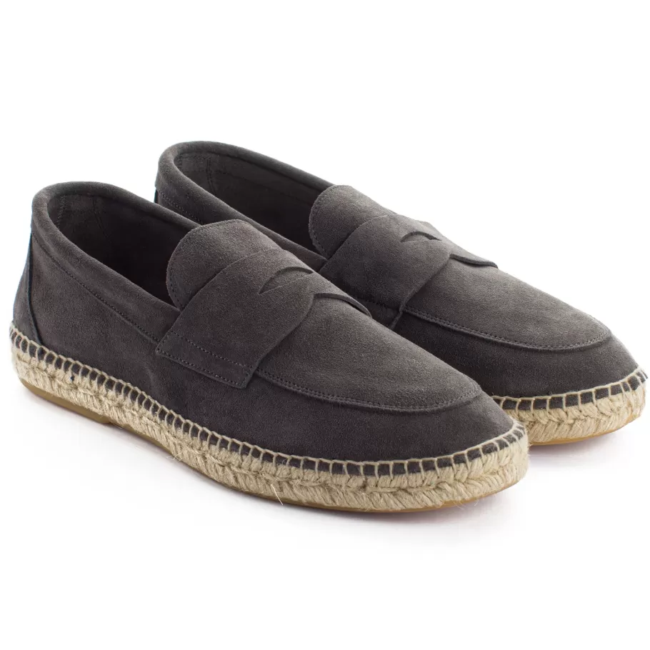 Abarca Shoes Mocasin Piel Gris-Men Moccasin Espadrille