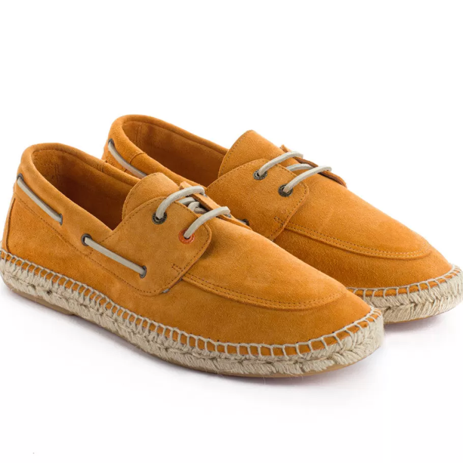 Abarca Shoes Nautical Leather Orange-Men Nautical Espadrilles