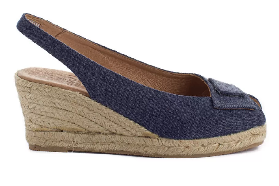 Abarca Shoes Navy Crete Wedge Espadrilles-Women Espadrilles With Wedges