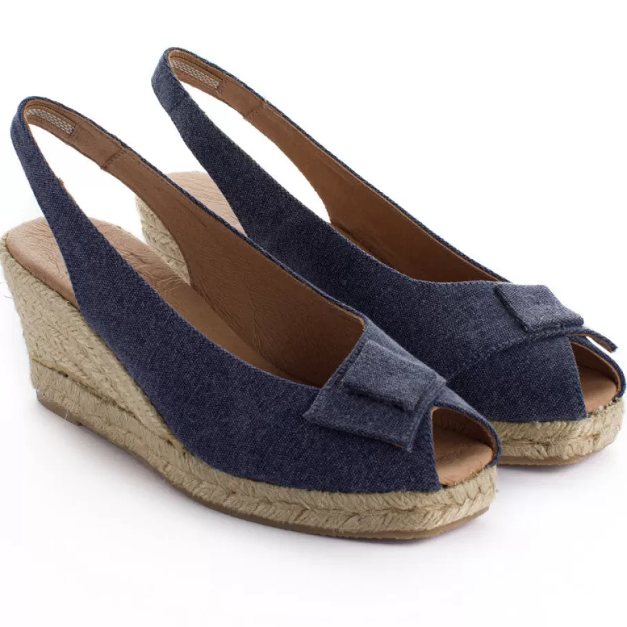 Abarca Shoes Navy Crete Wedge Espadrilles-Women Espadrilles With Wedges