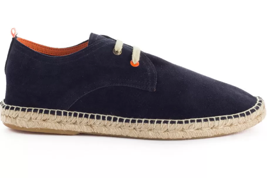 Abarca Shoes Navy Leather Blucher 19-Men Espadrilles With Laces