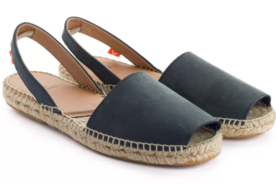 Abarca Shoes Navy Leather Menorcan Sandals-Men Summer Espadrilles