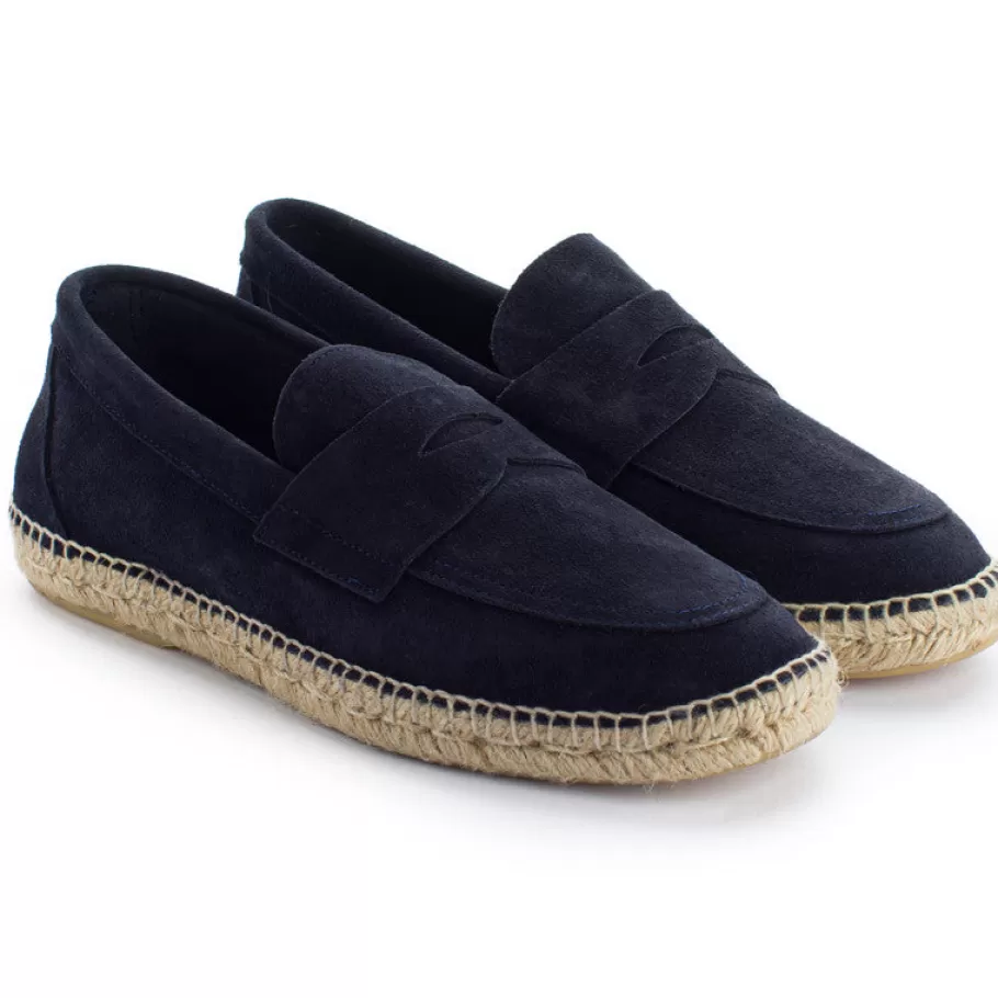 Abarca Shoes Navy Leather Moccasin 19-Men Moccasin Espadrille