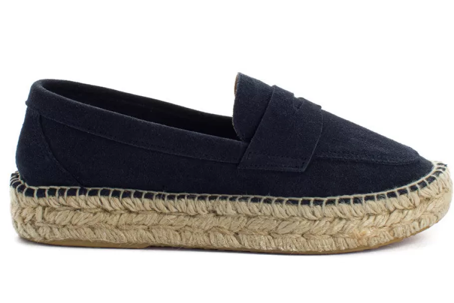 Abarca Shoes Navy Leather Moccasin 312-Women Moccasin Espadrille