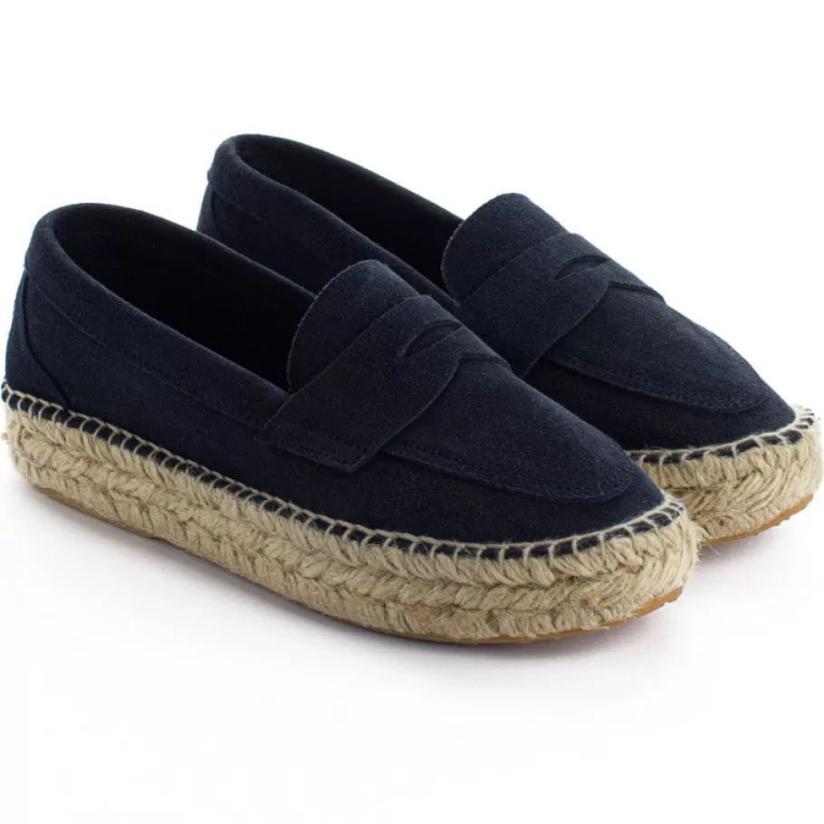 Abarca Shoes Navy Leather Moccasin 312-Women Moccasin Espadrille