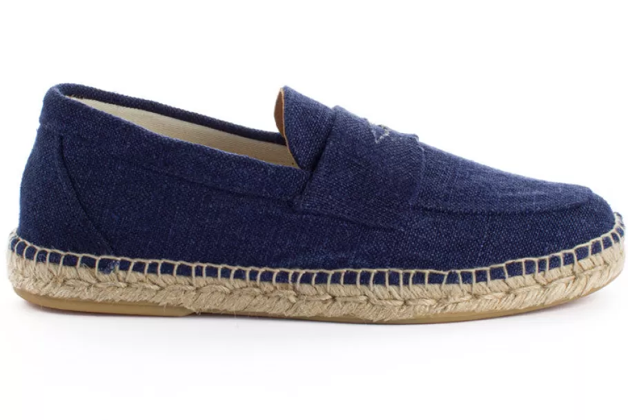 Abarca Shoes Navy Old Linen Moccasin-Men Moccasin Espadrille