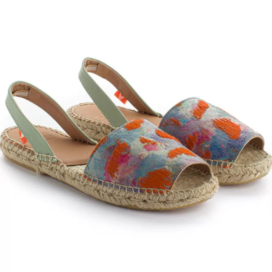 Abarca Shoes Orange Fantasy Leather Menorcan Sandals-Women Summer Espadrilles