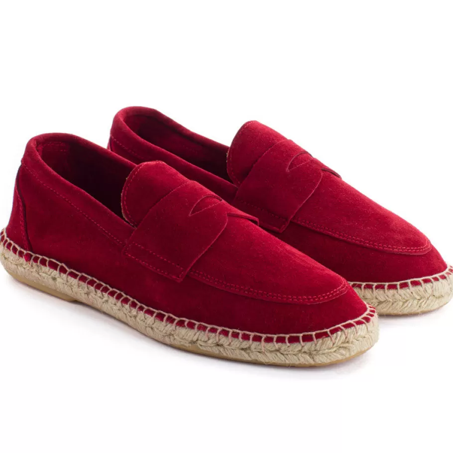 Abarca Shoes Red English Leather Moccasin-Men Moccasin Espadrille