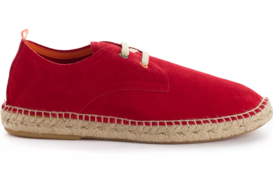 Abarca Shoes Red Leather Blucher-Men Blucher Espadrilles