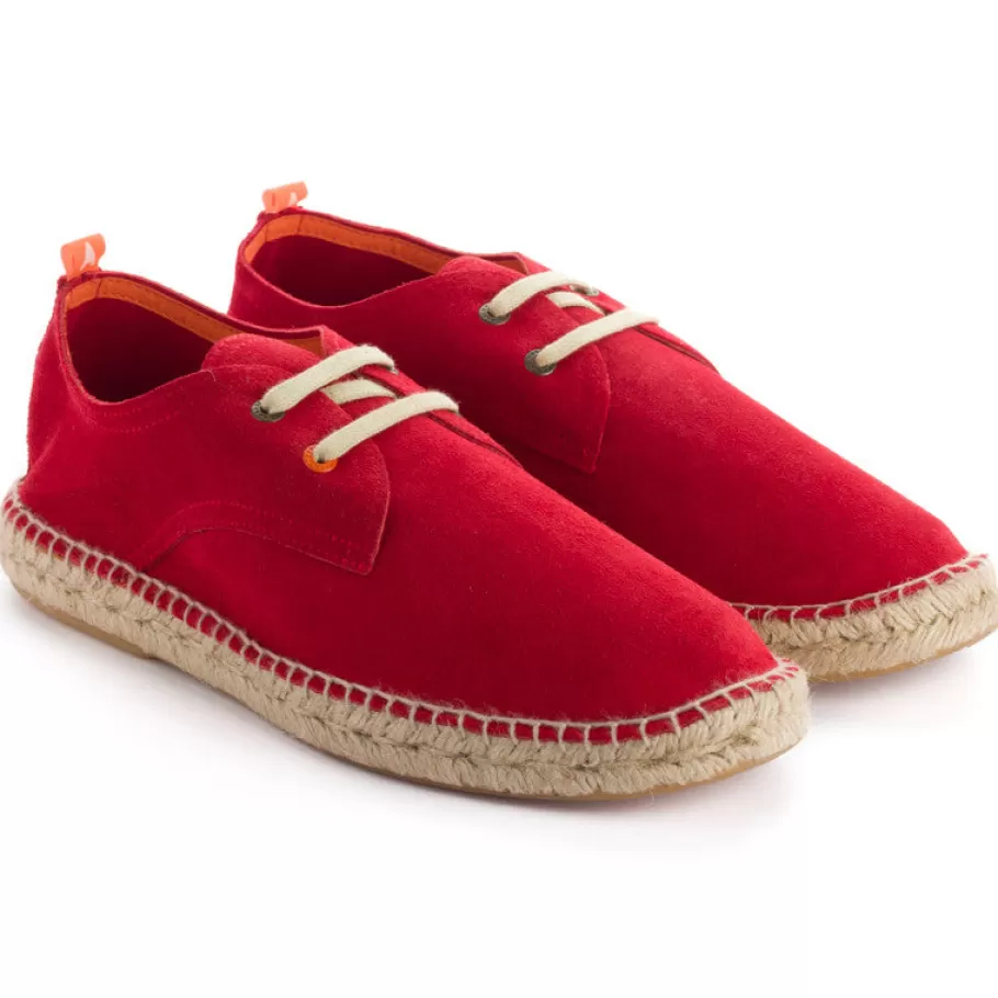 Abarca Shoes Red Leather Blucher-Men Blucher Espadrilles