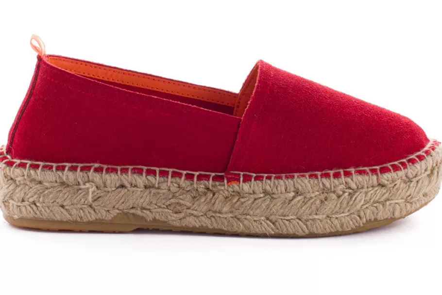 Abarca Shoes Red Leather Camping For Women-Women Jute Espadrilles