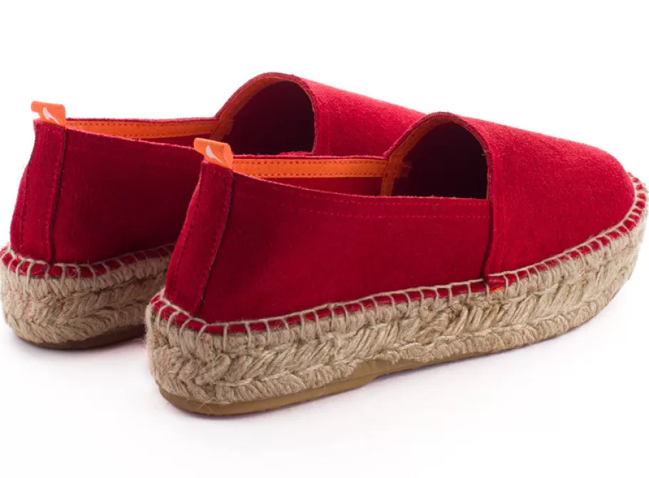 Abarca Shoes Red Leather Camping For Women-Women Jute Espadrilles