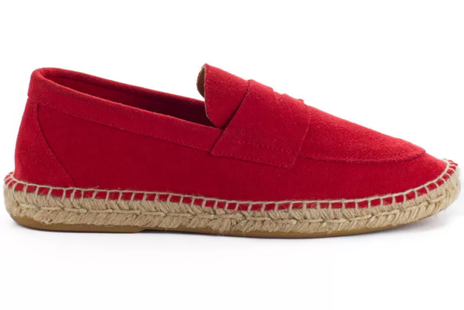 Abarca Shoes Red Leather Moccasin-Men Moccasin Espadrille