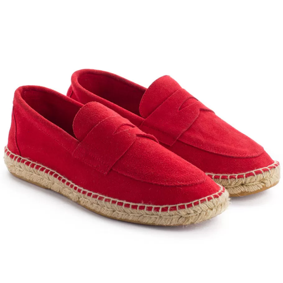 Abarca Shoes Red Leather Moccasin-Men Moccasin Espadrille