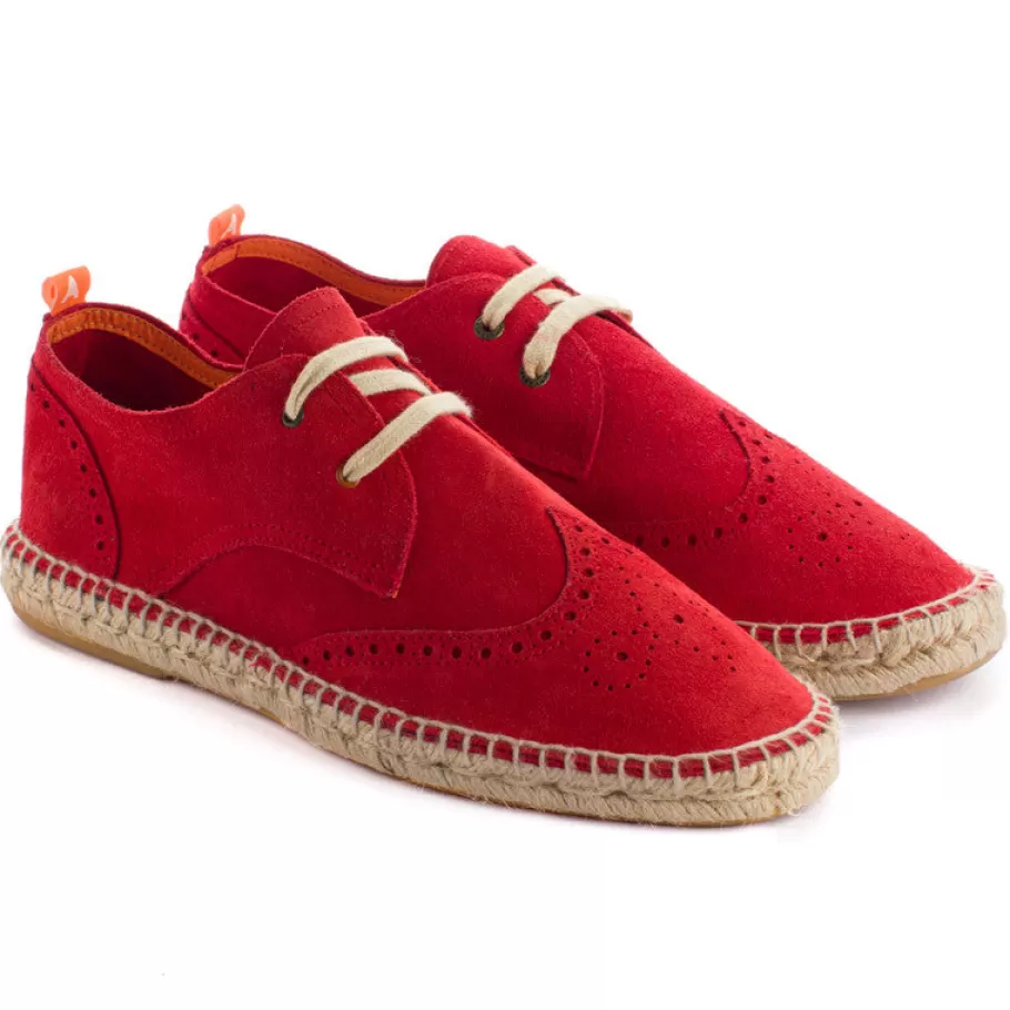 Abarca Shoes Red Leather Oxford-Men Oxford Espadrilles