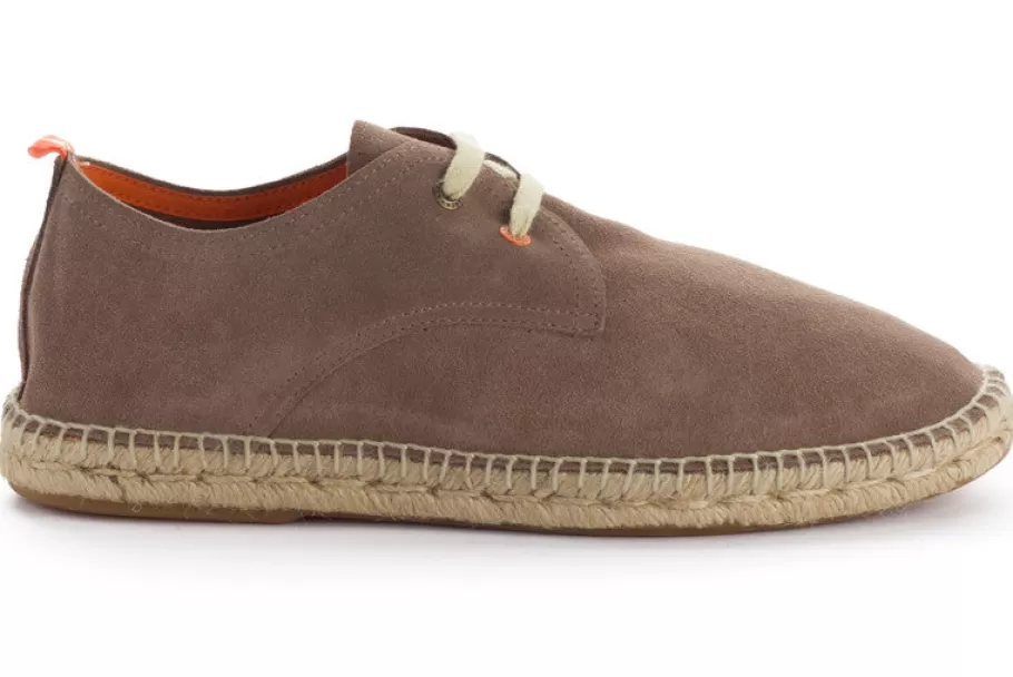 Abarca Shoes Taupe Leather Blucher-Men Espadrilles With Laces