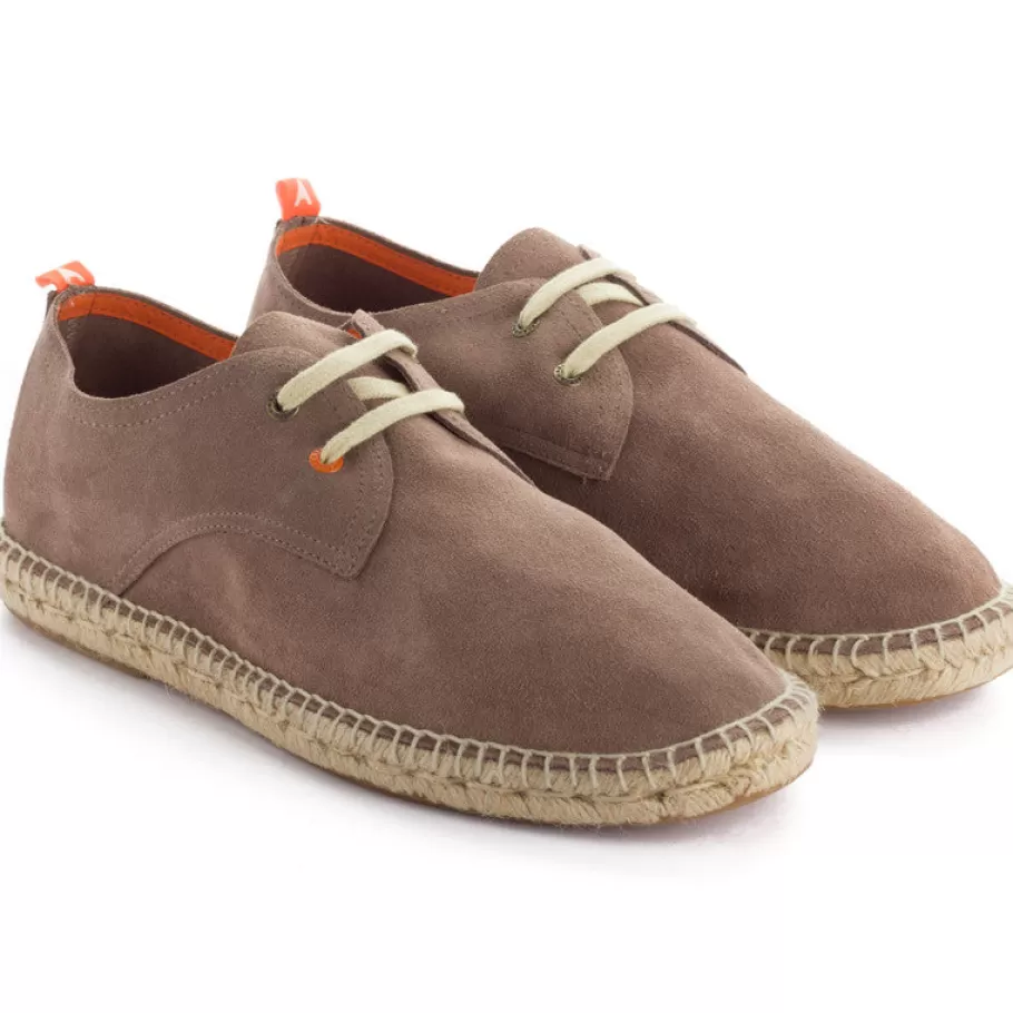 Abarca Shoes Taupe Leather Blucher-Men Espadrilles With Laces