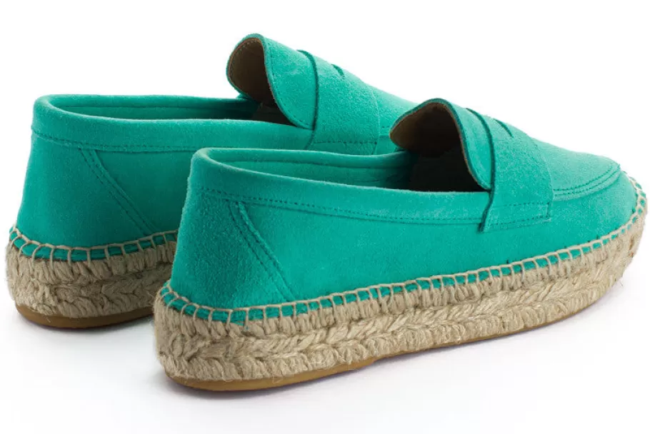 Abarca Shoes Turquoise Leather Moccasin-Women Moccasin Espadrille